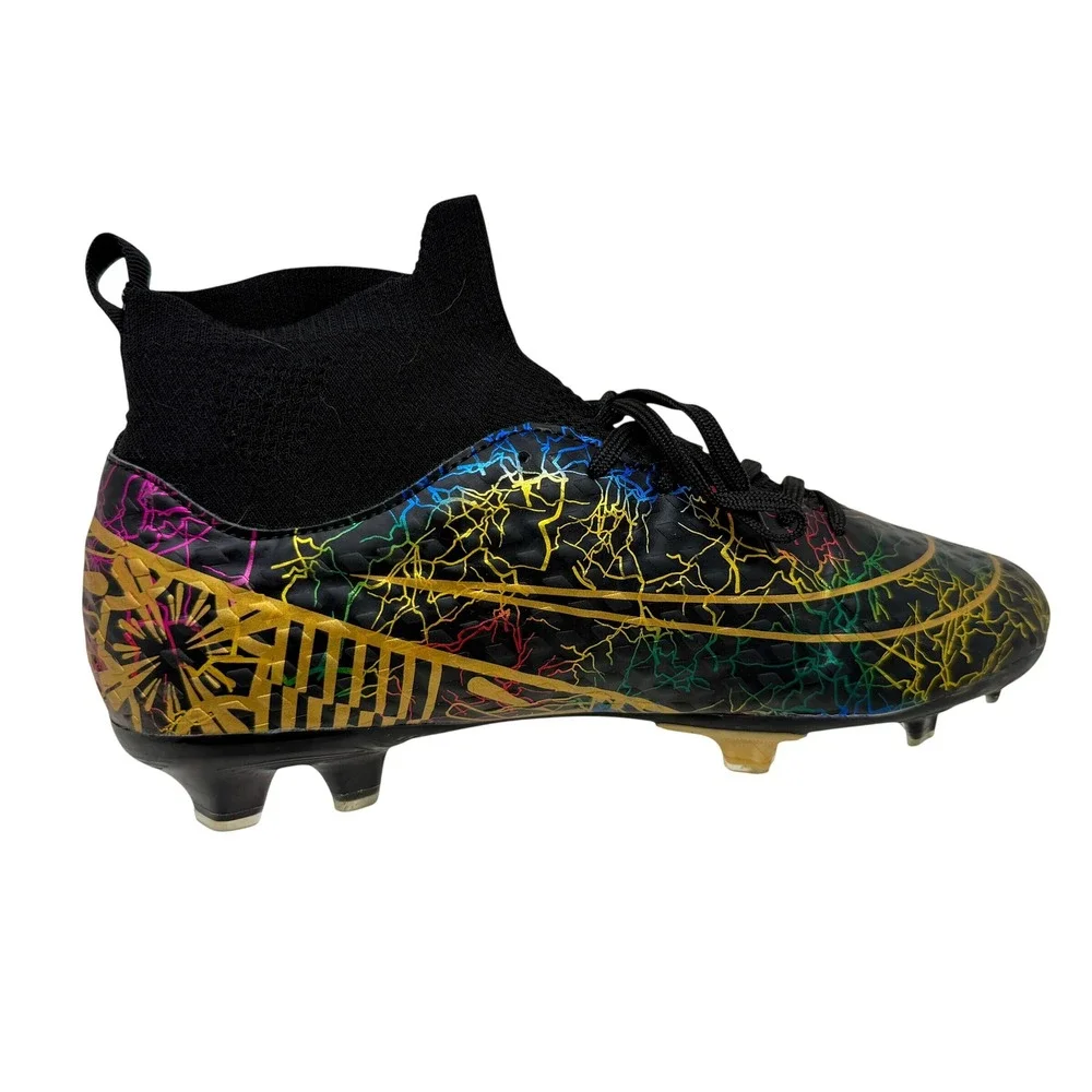 Mens High Top Soccer Cleats Black Multi Color Lightning Graphic Men's 7 1/2
